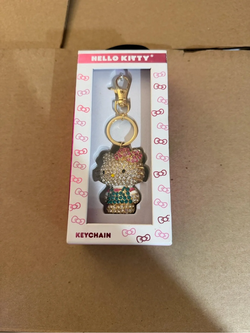 Hello Kitty Gold and Pink Crystal Key & Card Holder Charm